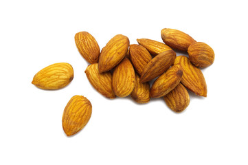 Almonds nut isolated on white background.