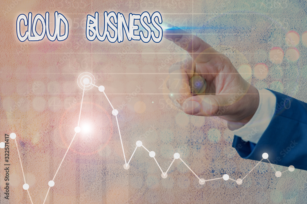 Poster word writing text cloud business. business photo showcasing computing that relies on shared computin