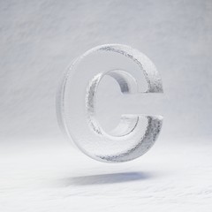 Ice letter C uppercase on snow background.