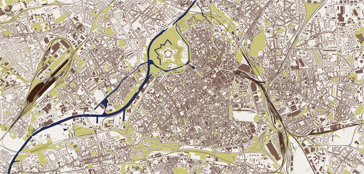 map of the city of Lille, Nord, Hauts-de-France, France