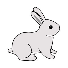 Fototapeta na wymiar Rabbit hand-drawn contour line drawing. Easter bunny.For postcards, printing on fabric.Cute animal.Doodles.Vector