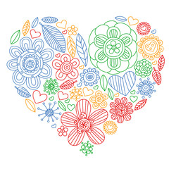 Flowers March 8. Doodle pattern. Vector icons for women.