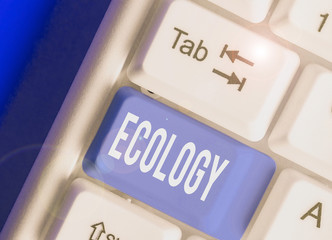 Writing note showing Ecology. Business concept for Branch of science relation organisms environment...