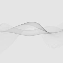 Elements of design. A wave of many gray lines. Abstract wavy stripes on a white background isolated. Creative art.