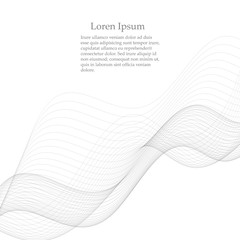 Elements of design. A wave of many gray lines. Abstract wavy stripes on a white background isolated. Creative art.
