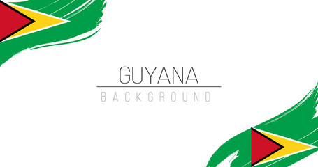 Guyana flag brush style background with stripes. Stock vector illustration isolated on white background.
