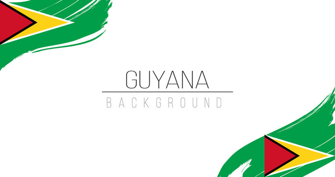 Guyana flag brush style background with stripes. Stock vector illustration isolated on white background.