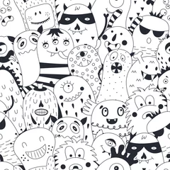 Wall murals Monsters Cute monsters seamless pattern.