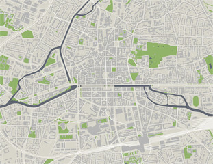 map of the city of Rennes, Ille-et-Vilaine, Brittany, France