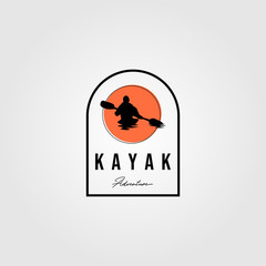 Obraz premium adventure kayak logo outdoor vector illustration design