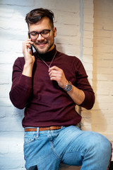 Young Man Talking on Mobile Phone