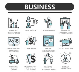 Icons set of business economic