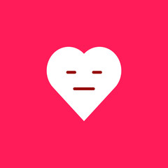 Withe heart with emotions on a red background. Emoji poker face heart