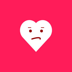 Black contour heart with emotions on a white background. Emoji sad heart
