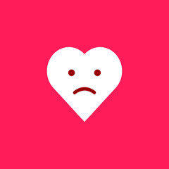 Black contour heart with emotions on a white background. Emoji sad heart