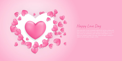 Pink love heart shape abstract background.