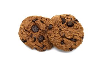 Chocolate chip cookies isolate on white background.