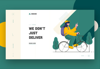 Website Landing Page Ui Layout with Character Illustration
