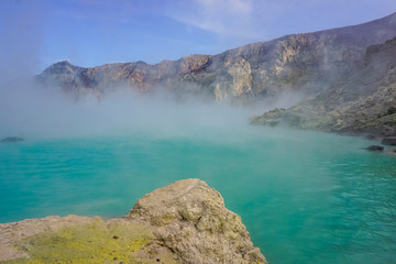 Fototapeta na wymiar Beautiful Crater Lake in Ijen Volcano