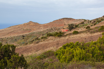 Fototapeta na wymiar Highland farming villa on the mountain slope in Teno Country Park, Tenerife, Canary Islands, Spain