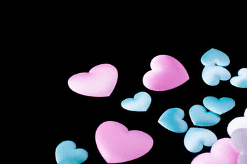 Many colorful silk hearts - valentine background