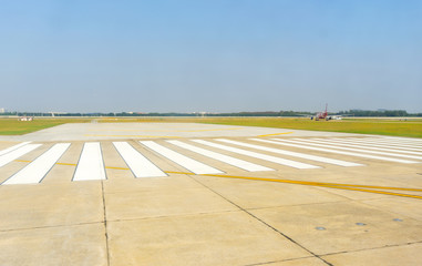 Plane take off The road way in the airport