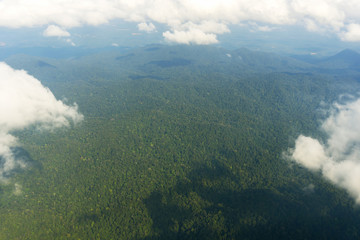 landscape look down from the airplane, weather was dust smoke Bangkok, Thailand