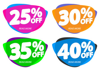 Set Sale bubble banners design template, discount tags, vector illustration