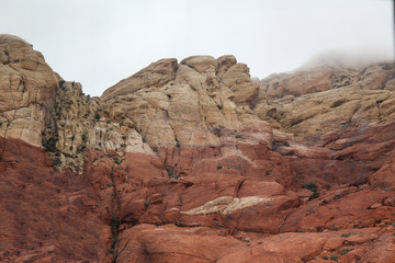 View of mountain red rock canyon national park in Foggy day at nevada,USA.