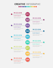 Presentation business infographic template with 9 options. Vector illustration.