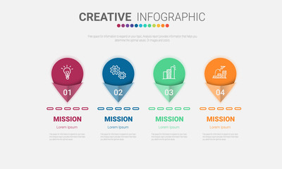 Colorful template business, Infographics layout with 4 steps, workflow history with diagram ,presentation and graph.
