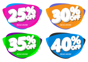 Set Sale bubble banners design template, discount tags, vector illustration