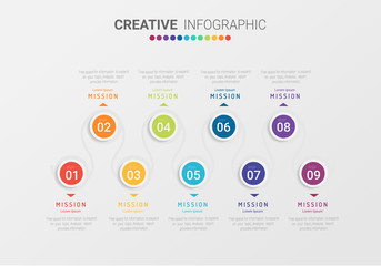 Presentation business infographic template with 9 options. Vector illustration.