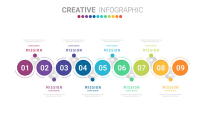 Infographic design elements for your business with 9 options, parts, steps or processes, Vector Illustration. 