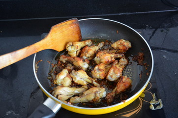 chicken in a frying pan