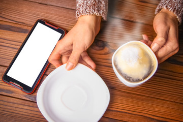 a female hands and coffee