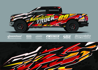 Truck wrap design vector illustration. Modern sport graphics. Abstract stripe racing and grunge background for wrap all vehicle, race car, rally, adventure vehicle and car livery.