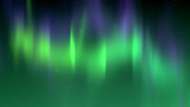 Green northern lights in the night sky