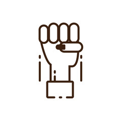 female hand with fist up, line style icon