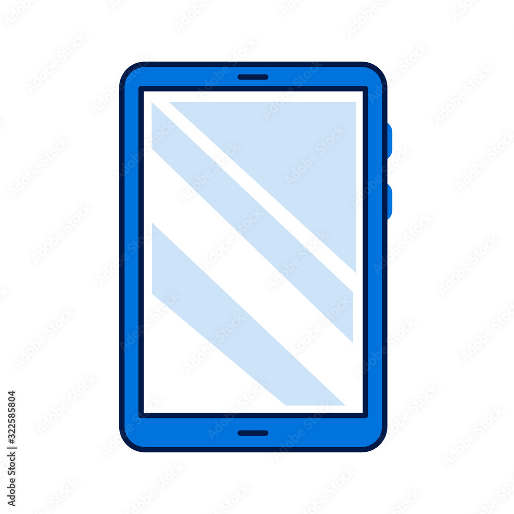 Poster tablet computer color line icon. front view. electronic device. pictogram for web page, mobile app, 