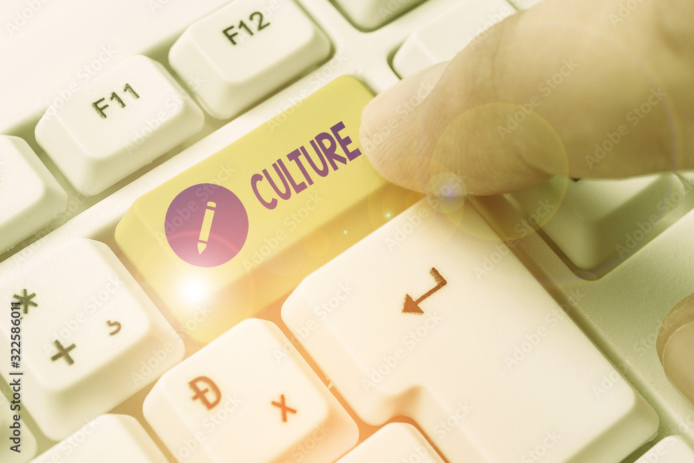 Aufkleber writing note showing culture. business concept for characteristics and knowledge of a particular gro