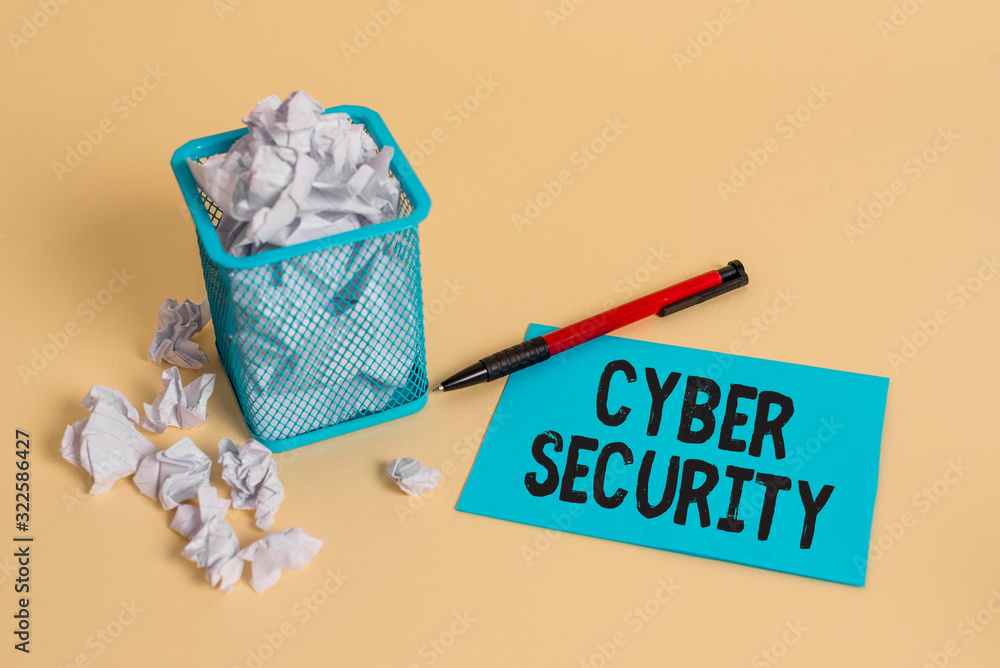 Poster word writing text cyber security. business photo showcasing protection of internetconnected systems 