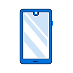 Smartphone with screen, menu button and camera color line icon. Front view. Electronic device. Pictogram for web page, mobile app, promo. Editable stroke.