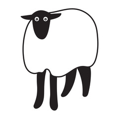 Cartoon sheep black and white vector illustration