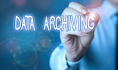 Word writing text Data Archiving. Business photo showcasing to secure and to store data for long term retention