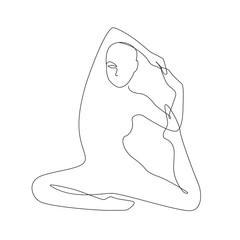 Yoga woman one line drawing on white isolated background. Vector illustration 