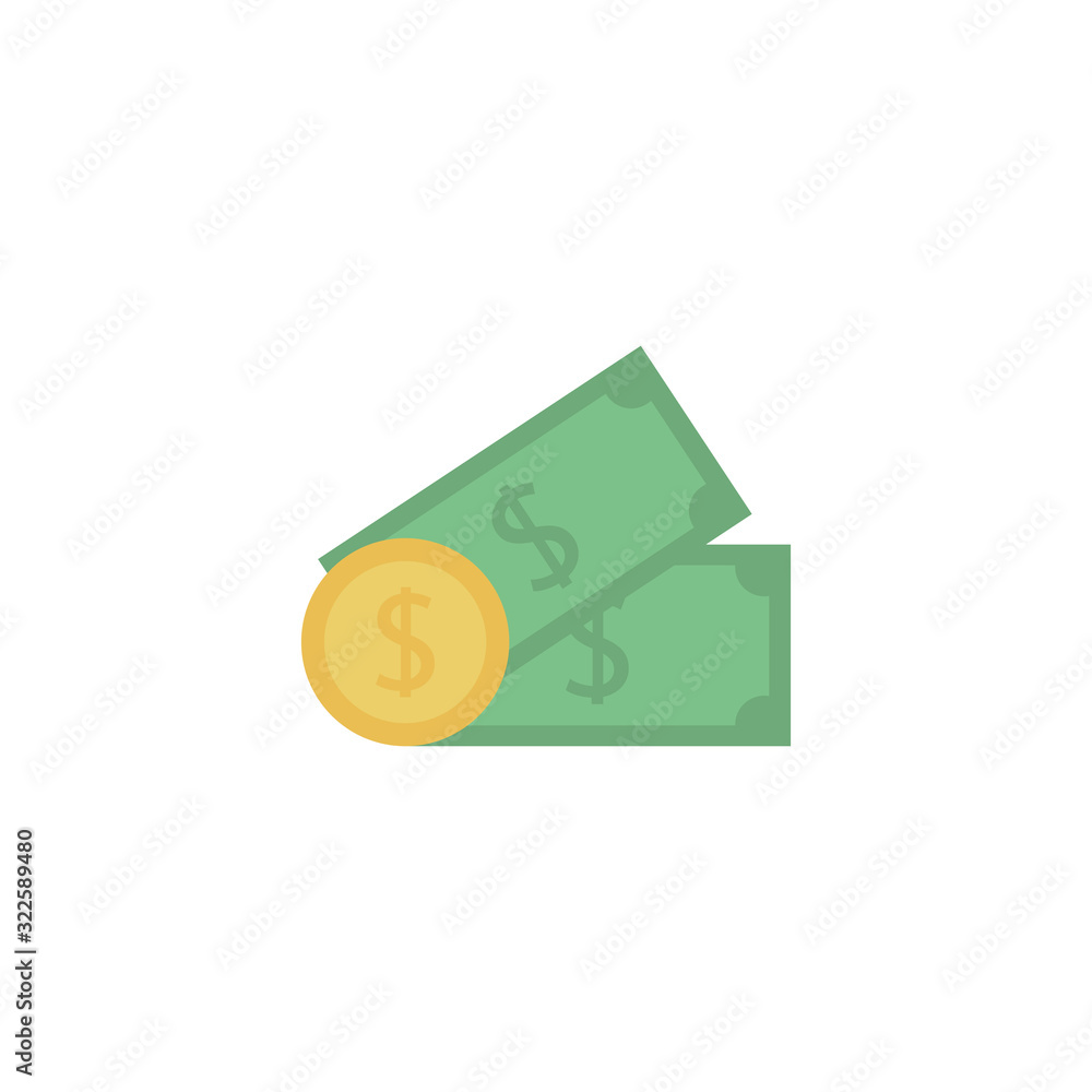 Poster cash with symbol dollar on white background