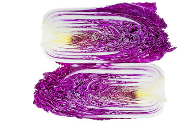 Half of purple chinese cabbage isolated on white background