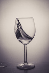 Glass with water up and splash