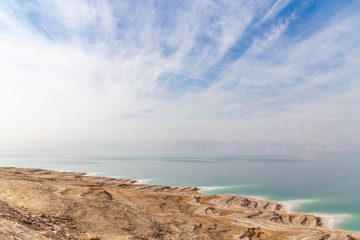 Fototapeta na wymiar The eastern shore of the Dead sea. Jordan.